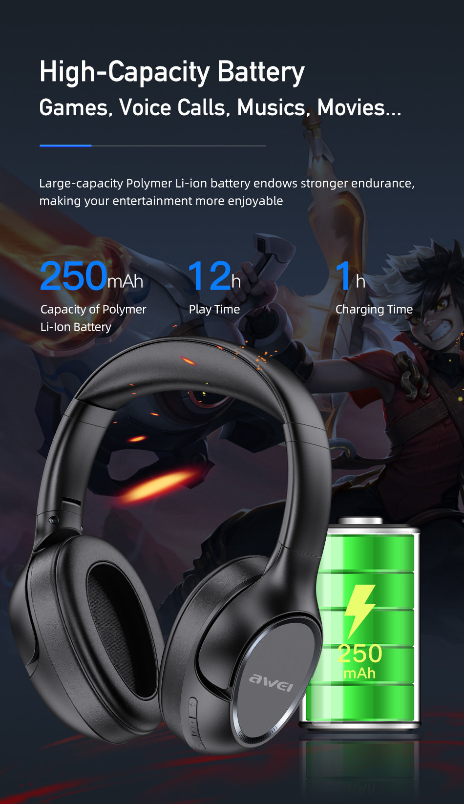 AWEI Wireless Stereo Bluetooth Headset