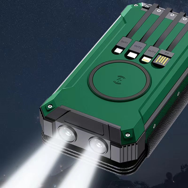 With Four-wire Large Solar Charging Unit Folding Wireless Charger Power Bank